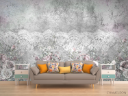 Фотообои Цветы на сером бетоне - 1