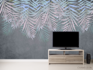 Фотообои Листья с потолка на сером - 2