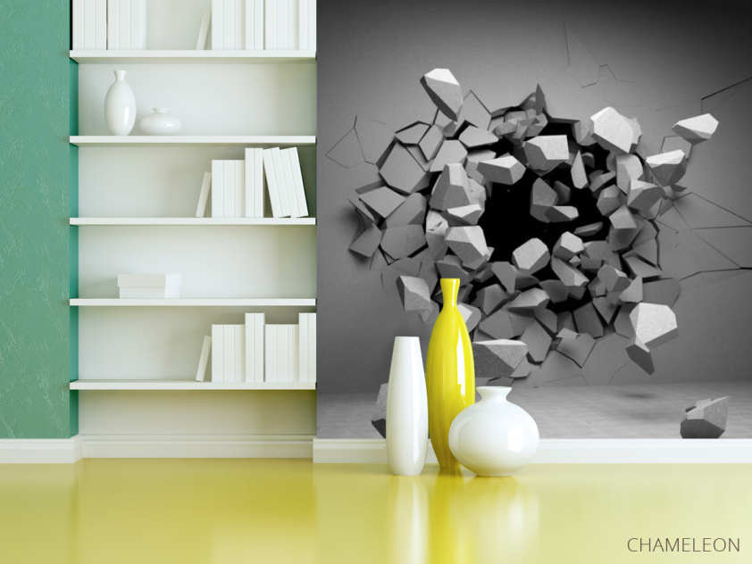 Фотошпалери камені вилітають зі стіни - 3