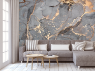 Фотообои Серый Fluid art с золотом - 3