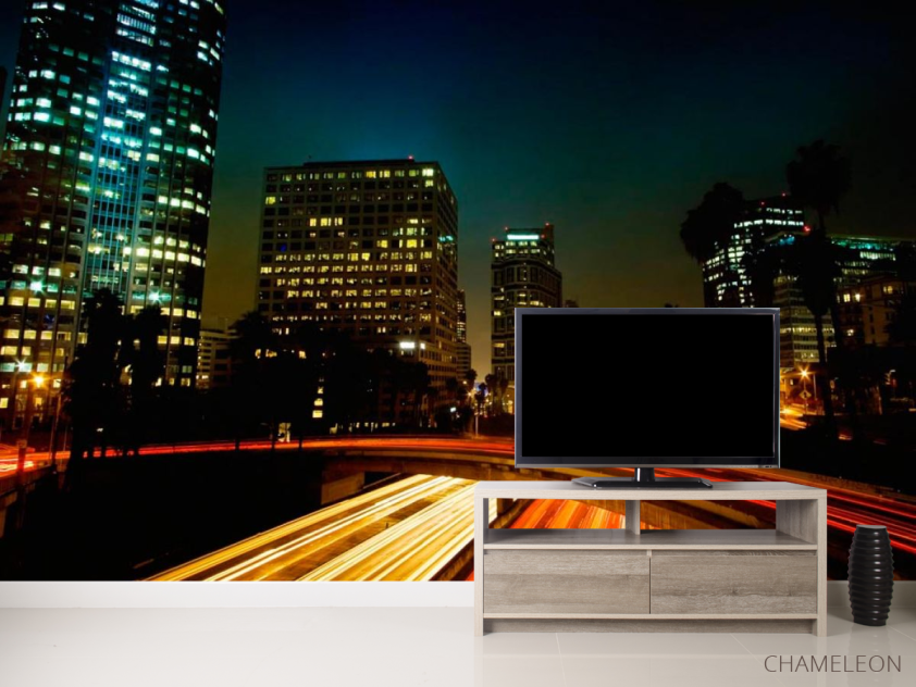 Фотообои Ночь, яркая дорога - 2