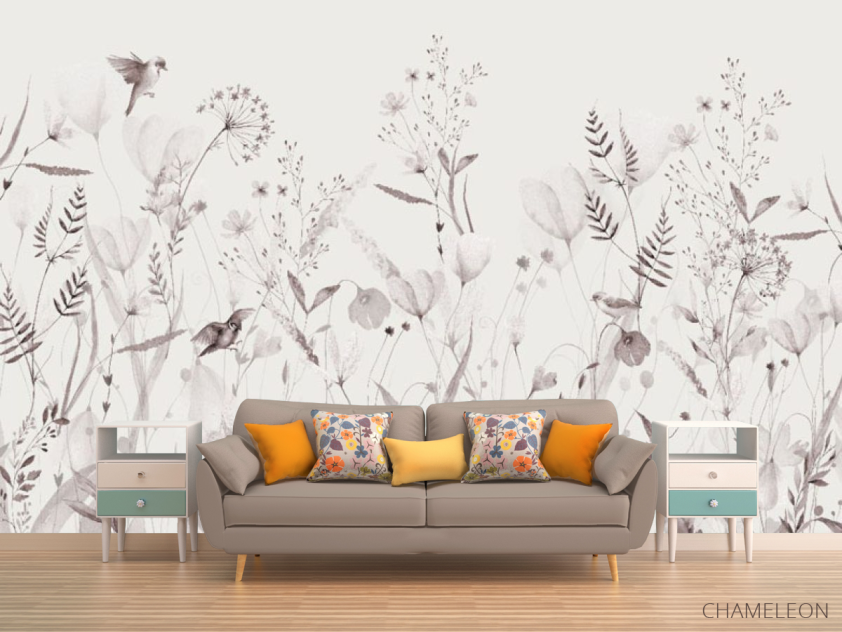 Фотообои Минималистичные цветы розовый оттенок - 1