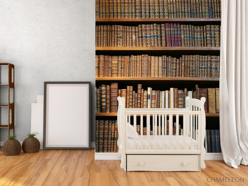 Фотообои коричневый книжный шкаф - 2