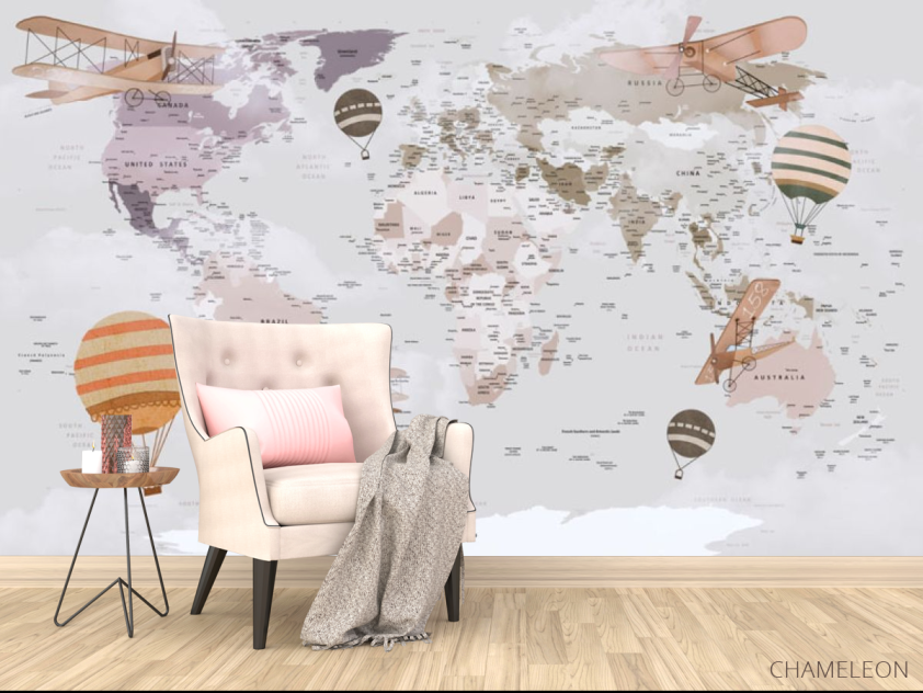Фотообои Бежевая карта детская - 4