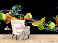 Фотообои фрукты и вода на черном фоне - 4