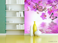 Фотообои орхидеи с бабочками над водой - 3