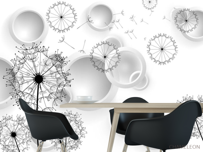 Фотошпалери Векторні 3д кульбаби - 1