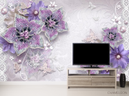 Фотообои 3d брошь+цветы - 2