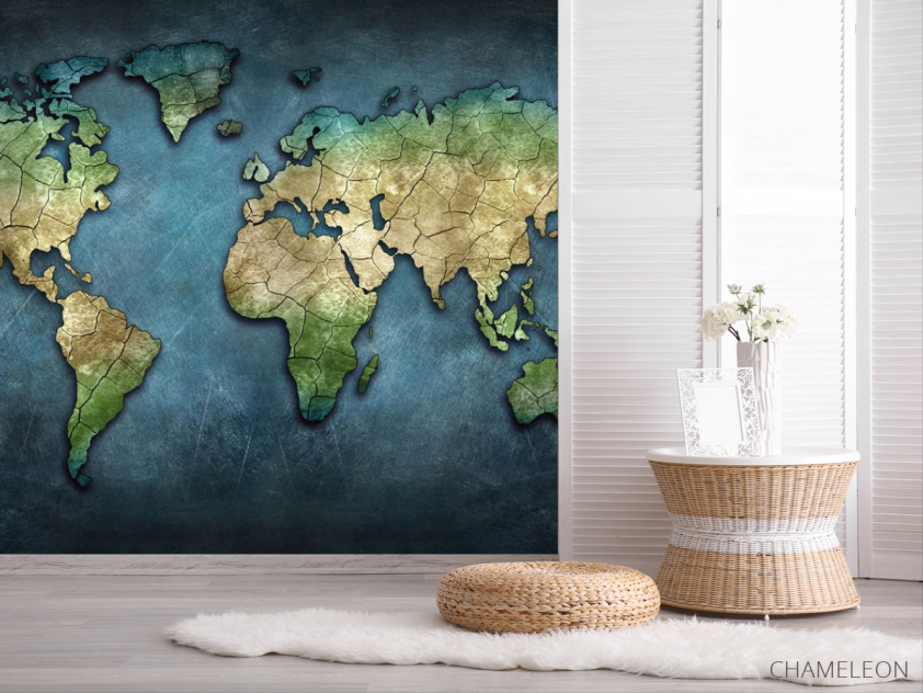 Фотошпалери Карта світу в синіх тонах - 2