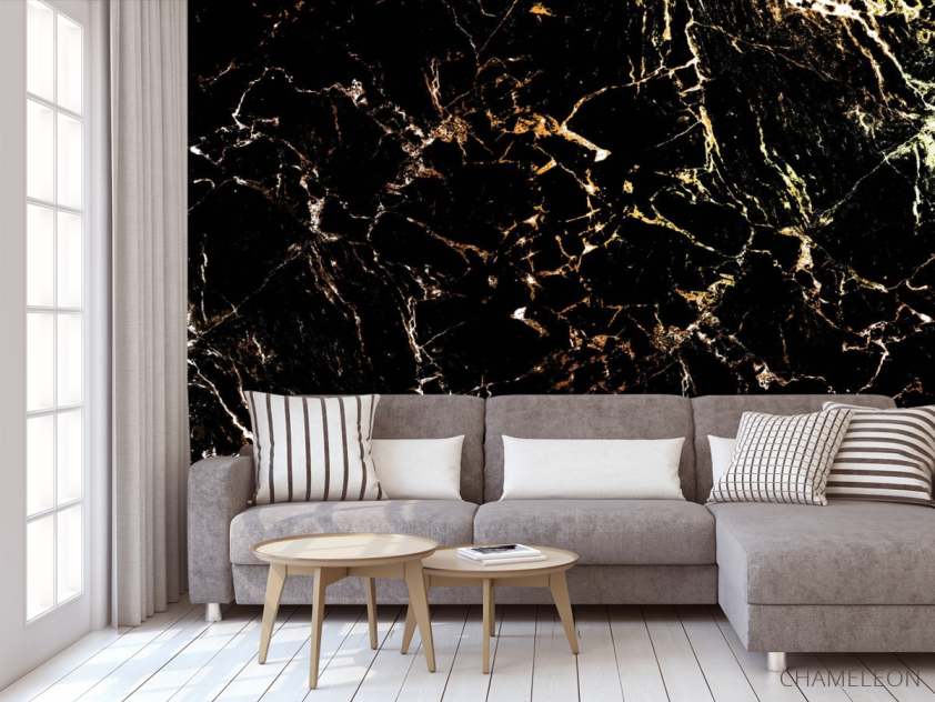 Фотообои Чёрный мрамор с золотом - 3