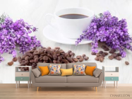 Фотообои в кухню Кофе, цветы - 1