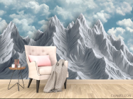 Фотообои 3д горы голубые с небом - 4