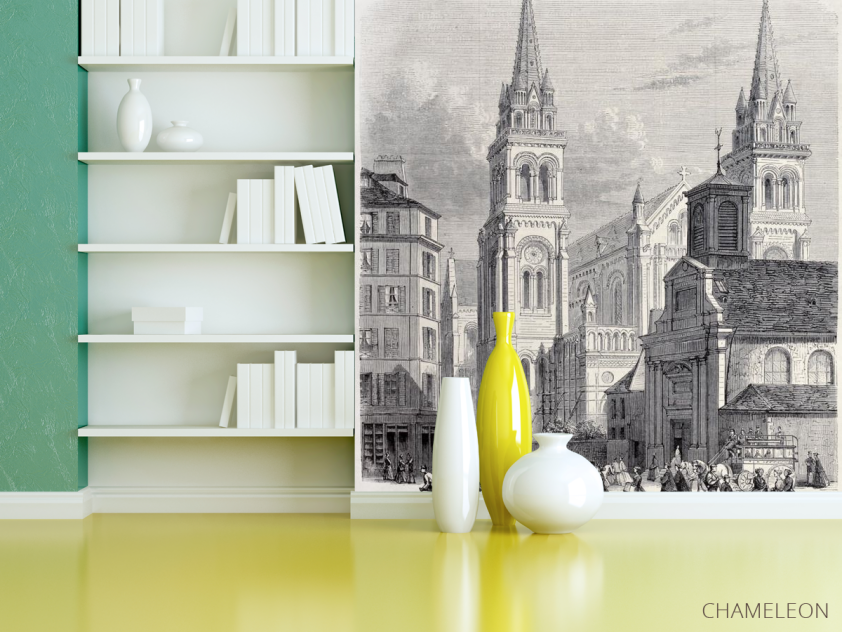 Фотошпалери гравюра старе місто - 3