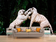Фотообои Драка белых тигров - 1