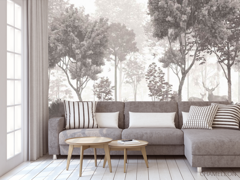 Фотообои Олени и деревья коричневые - 3