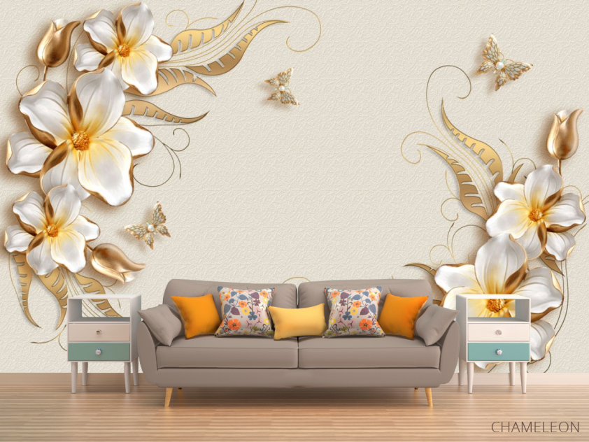 Фотообои Золотые цветы 3д - 1