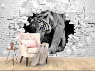 Фотообои  Тигр из каменной стены - 4