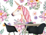 Фотообои единорог и цветы - 1
