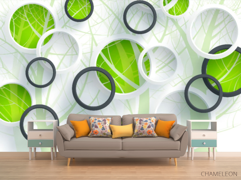 Фотообои Зеленые круги и дерево - 1