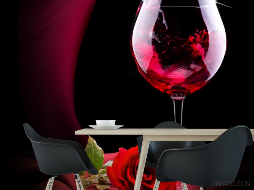 Фотошпалери червоне вино і троянда - 1