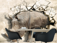 Фотошпалери носоріг виходить зі стіни - 1