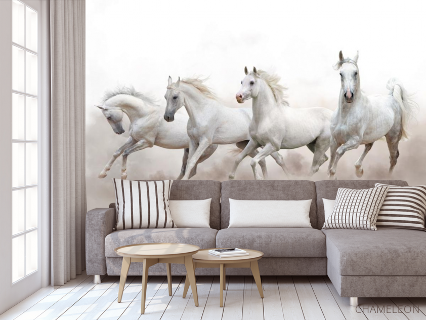 Фотообои четыре белые лошади - 3