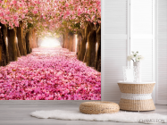Фотошпалери алея з рожевими пелюстками - 2