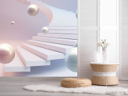 Фотошпалери 3Д кулі і рожеве небо - 2