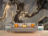 Фотообои Тёмный fluid art с золотом - 1