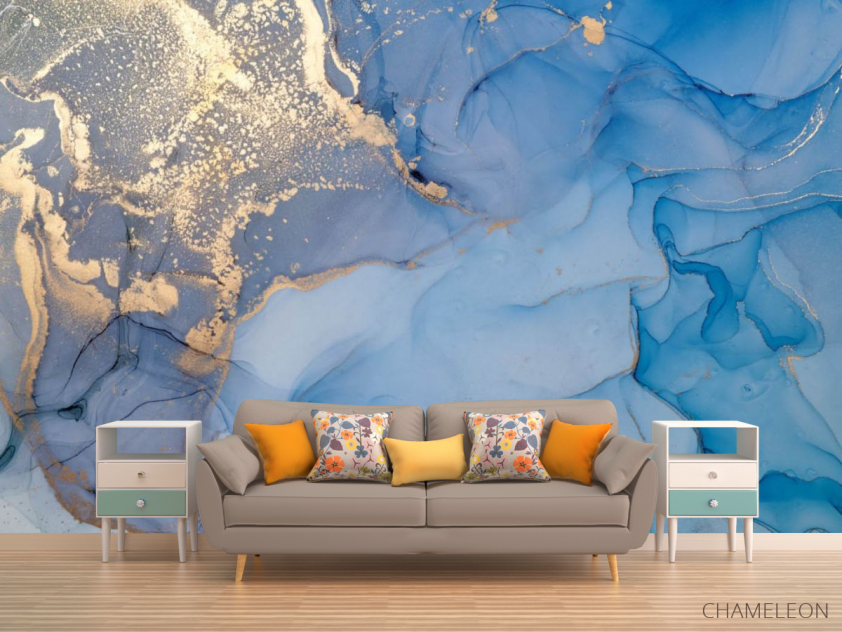 Фотообои Голубой Fluid art - 1