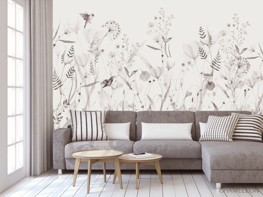 Фотообои Минималистичные цветы розовый оттенок - 3