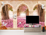 Фотообои Арка и розовые лепестки - 2