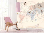 Фотошпалери Дитяча карта з тваринами - 4