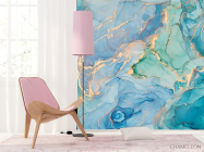 Фотошпалери яскравий блакитний Fluid art - 4