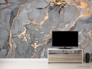 Фотообои Серый Fluid art с золотом - 2