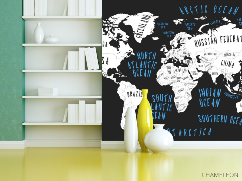 Фотошпалери Карта на чорному тлі - 3