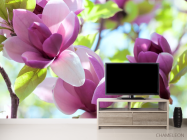 Фотообои бело-фиолетовые цветы на дереве - 2