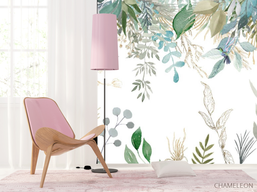 Фотошпалери листя птропіческіе і колібрі - 4