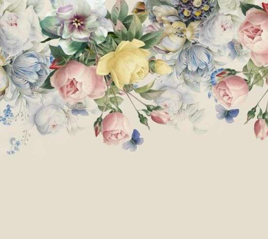 Фотообои Нежные винтажные цветы с потолка Фотообои Нежные винтажные цветы с потолка 22173