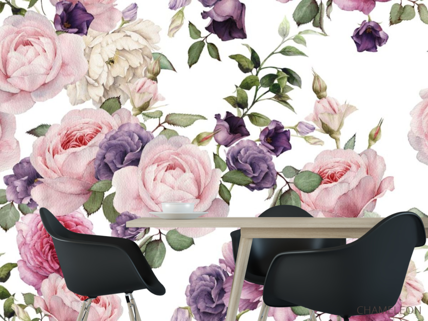 Фотошпалери рожеві і фіолетові квіти малюнок - 1