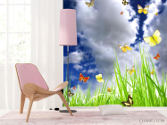 Фотошпалери небо з метеликами над травою - 4