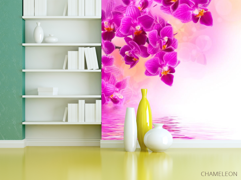 Фотообои Малиновые цветы над водой - 3