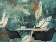 Фотошпалери Пір'я на зеленому тлі - 1