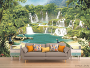 Фотообои Водопад с павлинами - 1