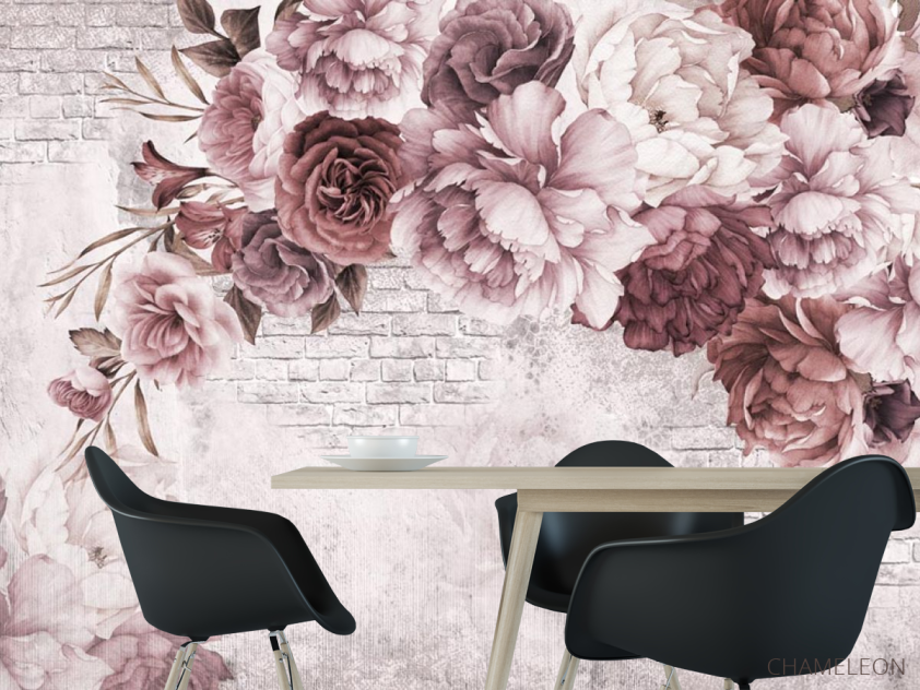 Фотошпалери Вінтажні бордові піони - 1