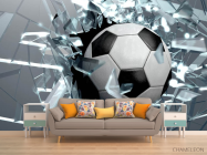 Фотообои Футбольный мяч и битое стекло - 1