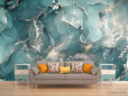 Фотообои Тёмный Fluid art в зеленых оттенках - 1