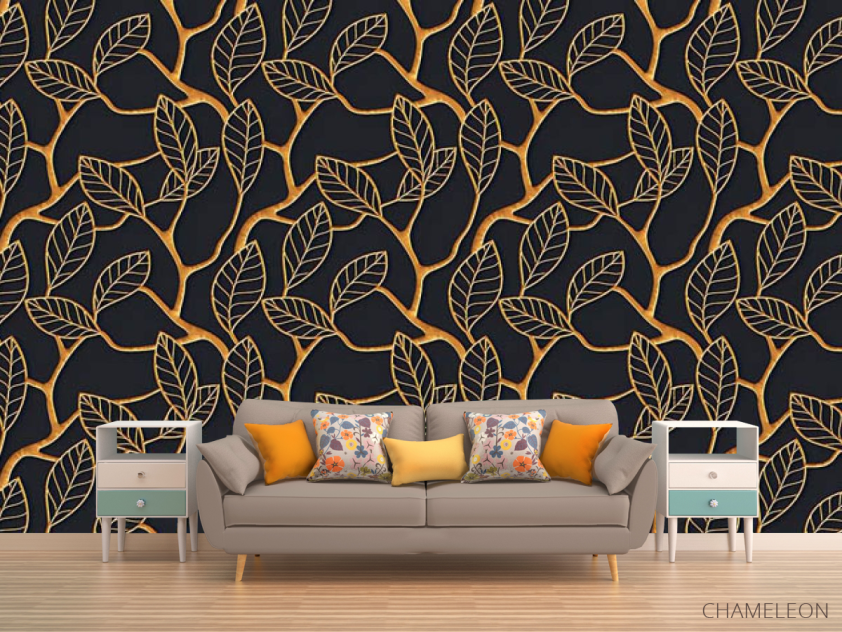 Фотообои Золотые листья 3д - 1