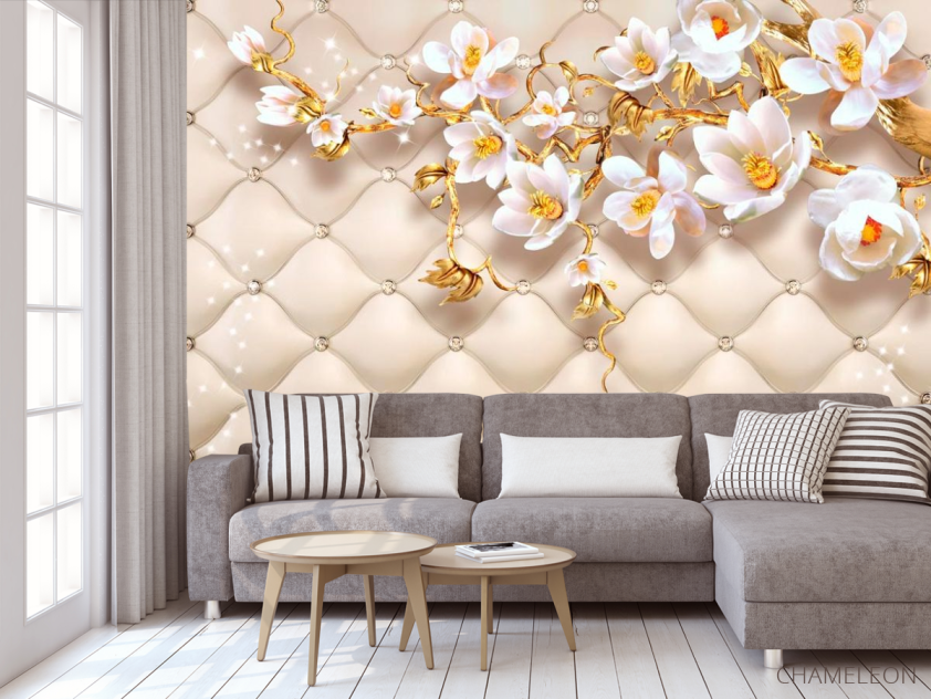 Фотообои Золотые 3d магнолии - 3