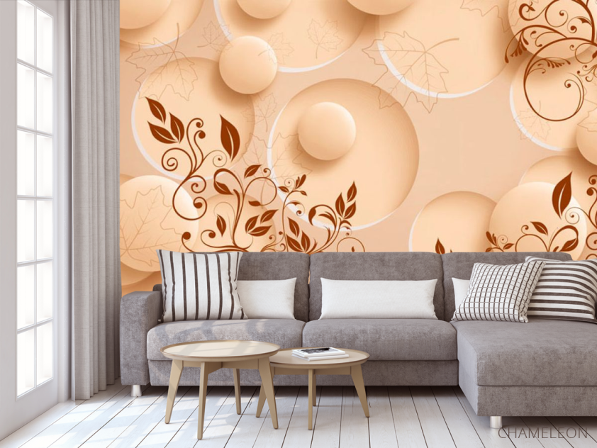 Фотообои Коричневый узор и сферы - 3